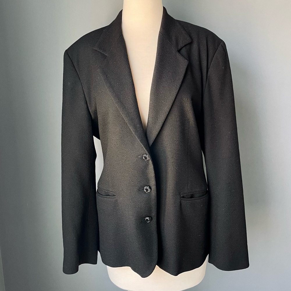 VTG 90s Banana Republic 100% Wool Black Blazer Jacket Sz 10